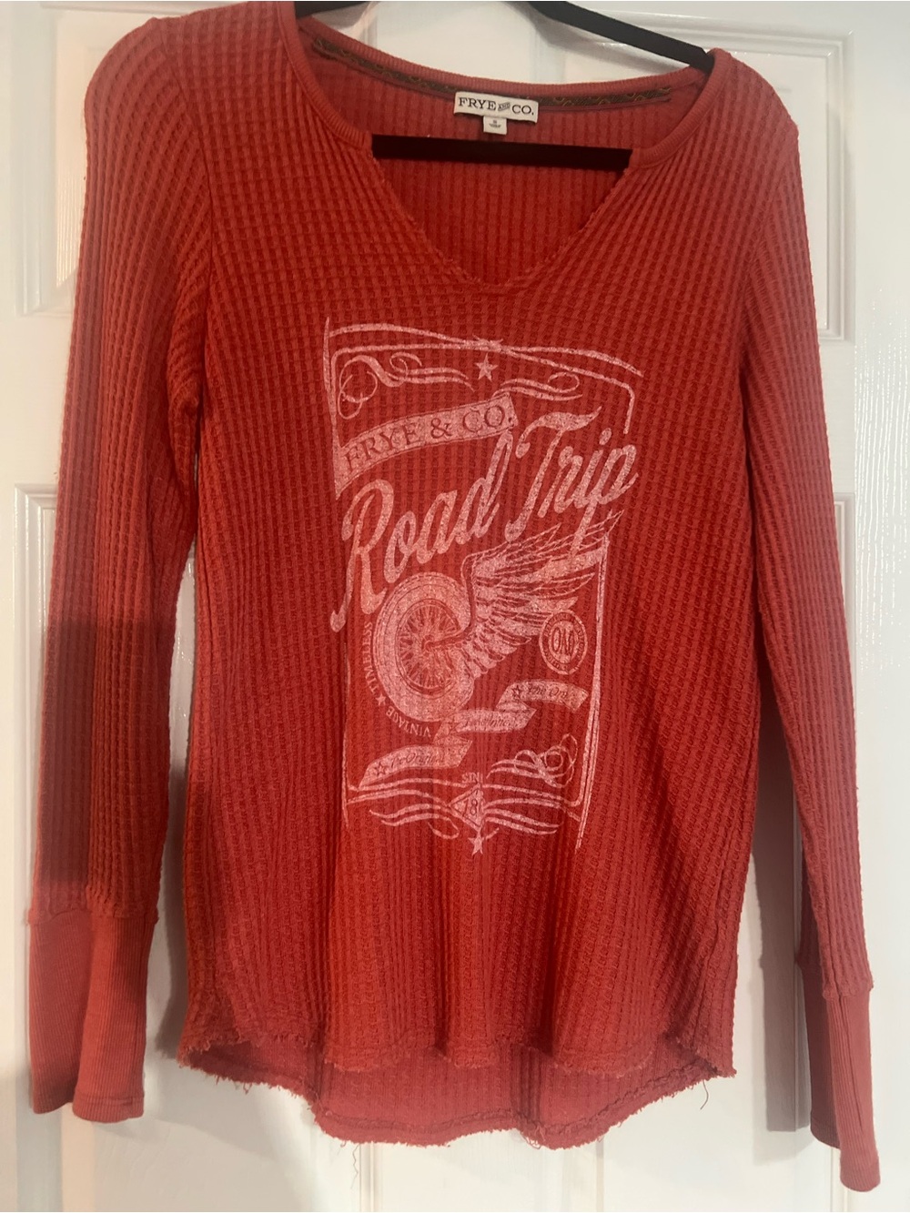 FRYE AND CO. Rust Red 'Road Trip' Waffle Thermal Top